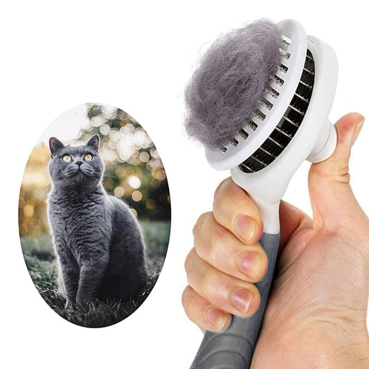 Cat Self Cleaning Slicker Brush, Pets Skin Friendly Grooming Brushes for Shedding Dogs Cats Hair Easy to Remove Loose Undercoat with Long or Short Hairs Pet Massage Tool for All Hair Type- UPGRADED
