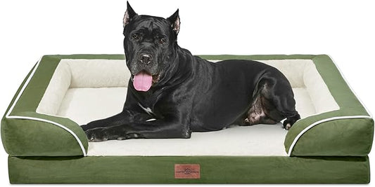 Comfort Expression XXL Orthopedic Dog Bed for Extra Large Dogs, Orthopedic Foam Dog Beds Washable, Waterproof Pet Sofa Couch with Removable Cover & Non-Slip Bottom(XX-Large,Light Green)