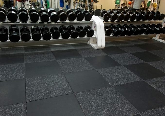 American Floor Mats - Extreme Rubber Gym Tiles - 1 Inch Thick Colorful Rubber Gym Tiles - Superior Shock and Sound Absorbing Tiles - 35% Grey/White 25 Tile Pack (Covers 100 Sq Ft)