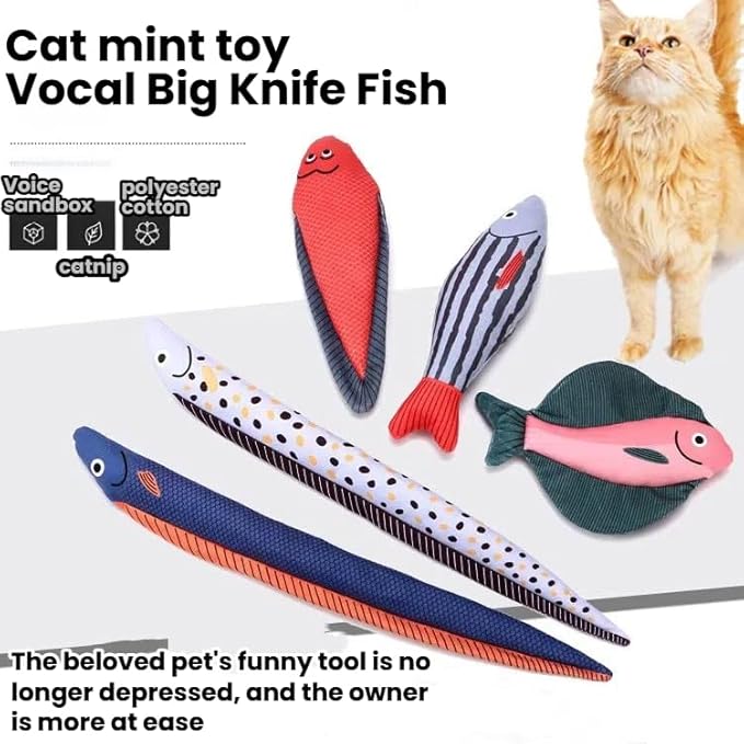Catnip Toys 5 Pcs Set Crinkle Sound Catnip Fish, Soft and Durable, Stuffed with Natural Catnip Interactive Kitten Toy for Indoor Cat Exercise for Cats(Multi Colors)
