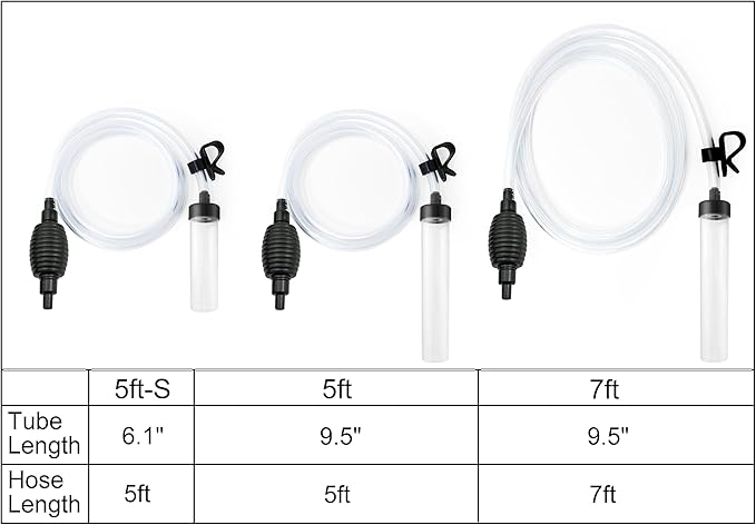 5ft-S Aquarium Siphon Vacuum Cleaner for Fish Tank Cleaning Gravel & Sand