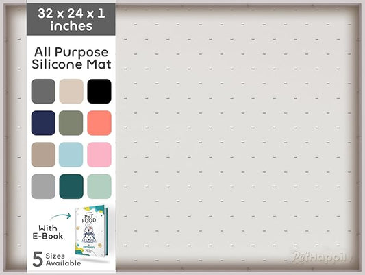 32x24x1” XL Dog Food Mat - All Purpose Under Sink Liner, Washer and Dryer Covers for The Top, Silicone Griddle Mat for Blackstone - Raised Edges Dog Mat for Food and Water Prevent Spill, Waterproof