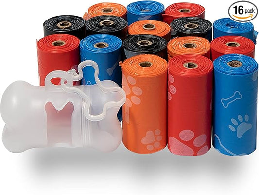 Best Pet Supplies Dog Poop Bags (240 Bags) for Waste Refuse Cleanup, Doggy Roll Replacements for Outdoor Puppy Walking and Travel, Leak Proof and Tear Resistant, Thick Plastic - Assorted Colors