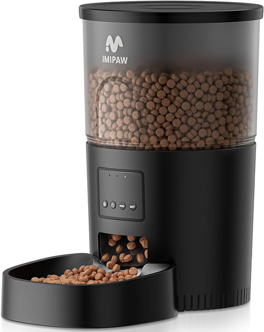 Automatic Cat Feeder - 3L Pet Dry Food Dispenser with Timed Programmable Portion Control, Dual Power Backup, Easy Set Up, 10 Meals Per Day for Cats and Puppies, Black（Remote Not Supported）