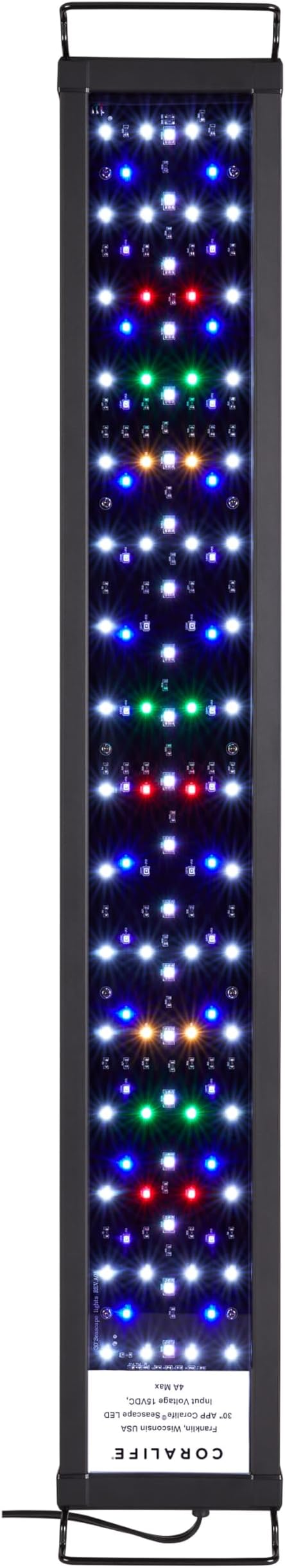 Coralife Fish Tank Aquarium Seascape WiFi/Bluetooth Smart LED Light Fixture, 30-36"
