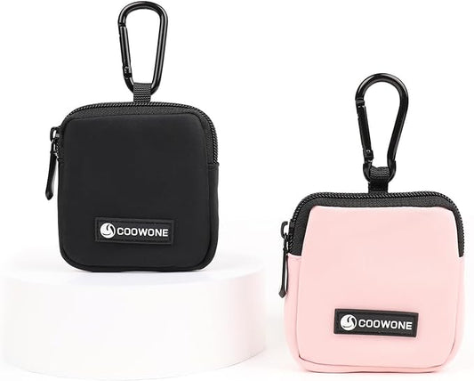 Dog Treat Pouch 2 PCS, Waterproof Small Dog Treat Bag for Leash, Hands Free Dog Walking Bag with Carabiner, Dog Poop Bag Holder for Pet Puppy Travel or Outdoor Use, Zipper Closure to Avoid Spilling