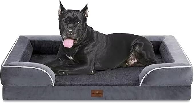 Comfort Expression Waterproof Orthopedic Foam Dog Beds, XXL Orthopedic Dog Beds for Extra Large Dogs, Washable Pet Sofa Bed with Removable Cover & Non-Slip Bottom(XX-Large,Dark Grey)