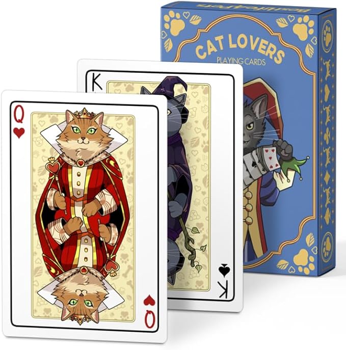 Cat Playing Cards Themed Deck for Adults - Collectible Card Games for Teens, Women and Men - Card Games For Adults on Family Game Night - 54 Cards for Solitaire or Poker - Fun Gifts for Cat Lovers