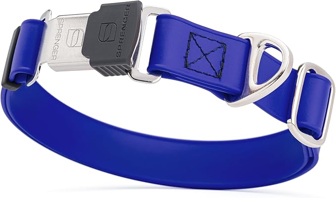 Dogline Biothane Waterproof Dog Collar with Herm Sprenger Black Stainless Steel Quick Release Buckle – Heavy Duty Tactical Durable Collar for Dogs – Comfortable and Safe Pet Collar, W 3/4" L 12-19"