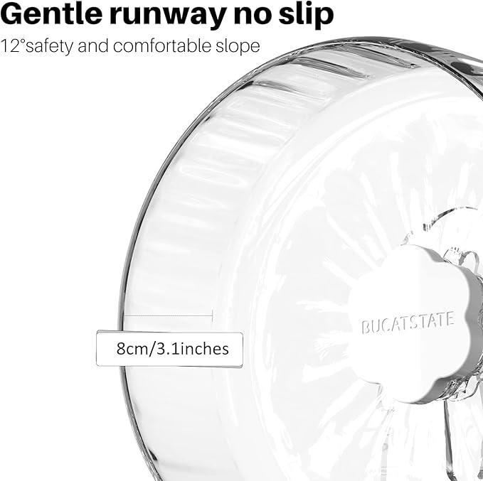 Bucatstate Hamster Exercise Wheel Super-Silent with Adjustable Base Dual-Bearing Cage Accessories Quiet Spinning Running Wheel for Dwarf Syrian Hamster Gerbils and Other Small Animals