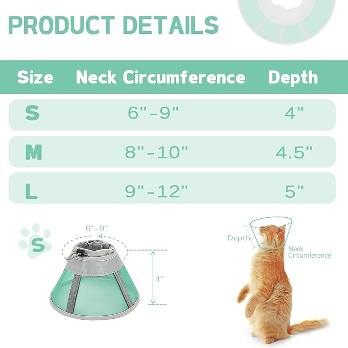 Cat Cone Collar Soft, Cat Recovery Collar for Large Medium Small Cats Kittens, Pet Cone Alternative After Surgery