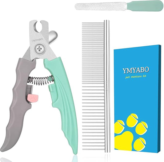 Dog Nail Clipper,Pet Nail Trimmers Safety Guard to Aviod Over Cutting,Puppy Cat Claw Trimmer,with Free Dog Comb & Nail File, Sharp Grooming Clipper, Great for Thick Toenail, Green