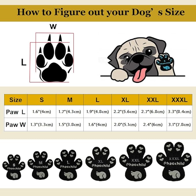 Dog Paw Pads Anti-Slip Grips,Dog Paw Protectors for Senior Dogs on Hot Pavement,Provides Traction to Keep Them from Slipping on Smooth Floors 20 sets-80 Pads Black L