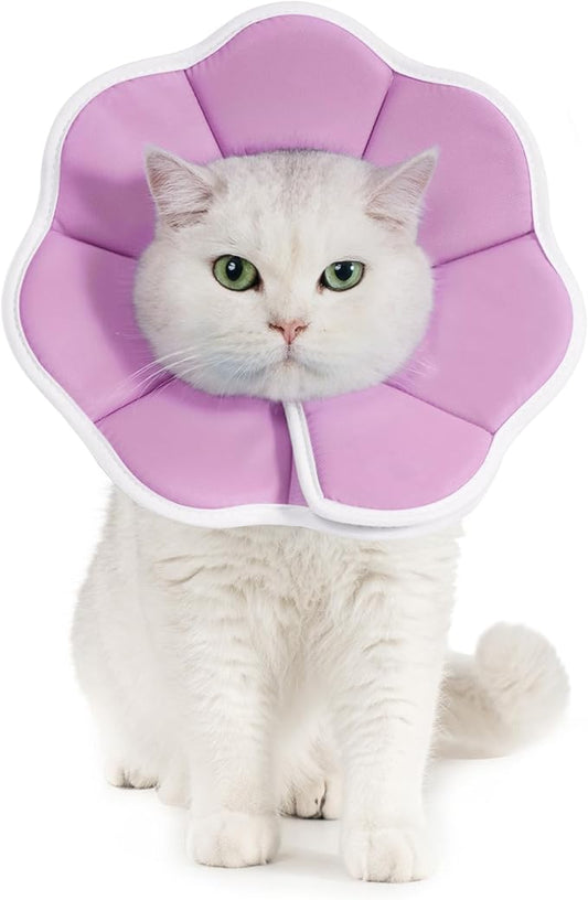 Avont Soft Cat Recovery Cone Collar, Adjustable Lightweight Kitten E-Collar for Small Dogs, Comfortable Neck Donut Stop Licking Scratching After Surgery -Purple(XS)