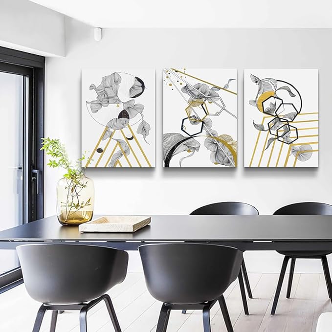 Canvas Wall Art For Living Room Large Size Modern Abstract Painting Bedroom Decoration Office Wall Decor Black And White Abstract pictures 3 Piece Framed Inspirational Posters Artworks Home Decor