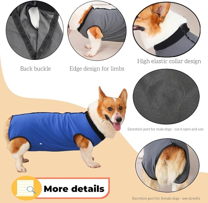 Dog Surgery Recovery Suit,Abdominal Surgical Suit for Dogs,Recovery Suit for Dogs,Prevent Licking Surgical Wound Dog Cone Alternative Blue XL