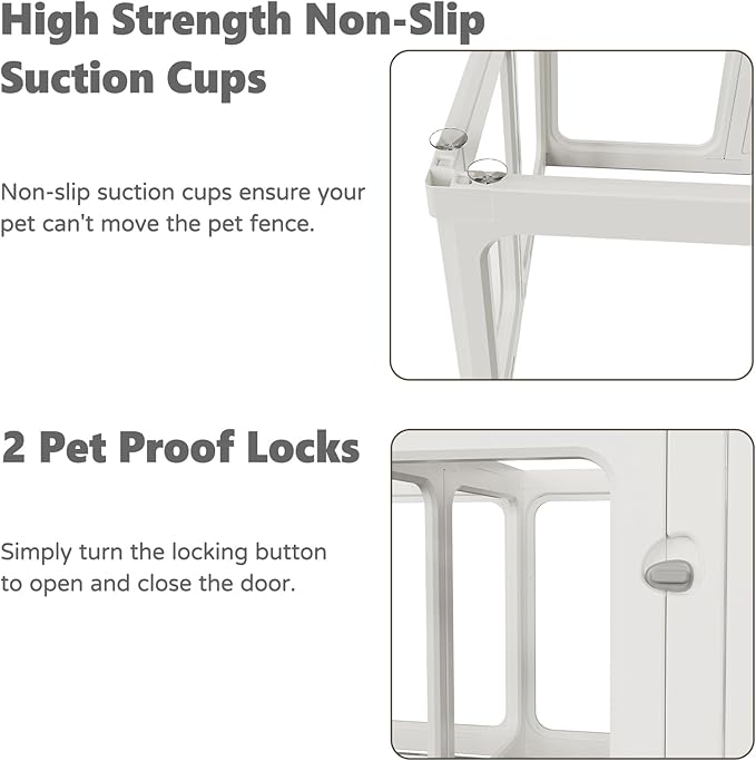 Clear Acrylic Dog Playpen with Door, for Puppy Cat Rabbit Transparent Pet Pen, Dog Playpen Indoor, Dog Fence, Easy Assemble & Cleaning Dog Pen for Small & Medium Dogs (23.6“ Height, 14PCS)