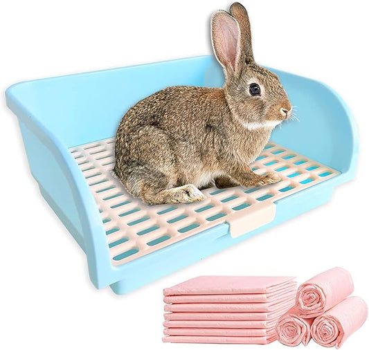 Amakunft Large Rabbit Litter Box, Small Animal Potty Trainer, Bunny Corner Toilet Box for cage, Small Pet Pan for Ferret/Guinea Pig/Chinchilla/Galesaur