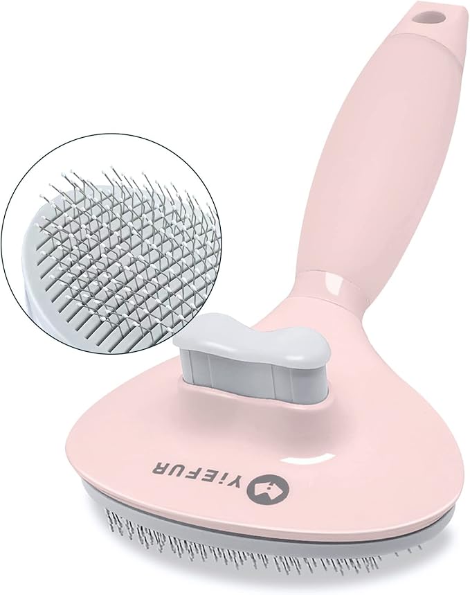 Cat Hair Brush, Soft Silicone Self Cleaning Brush for Short and Long Haired Cats, Pink Pet Grooming Comb, Cat Shedding Brushes