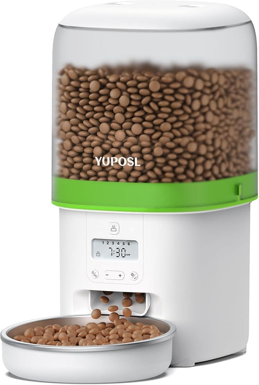 Automatic Cat Feeder - 4L Timed Auto Pet Feeder for Cat and Dog with Dry Food Dispenser, 180-day Battery Life, 1-6 Meals Per Day, 1-16 Portion, Desiccant Bag Keeps Food Fresh