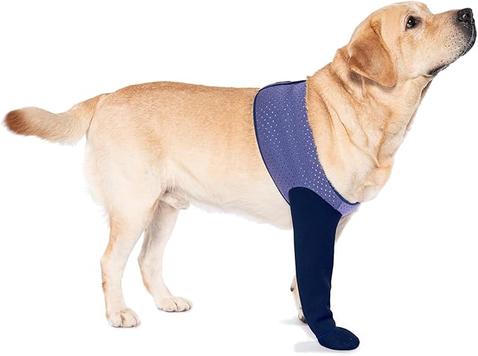 COODEO Dog Socks to Prevent Licking Paws, Healing Boots & Paw Protectors with Non-Slip Bottoms for Wound Protection, Waterproof Sleeve Shoes for Licking（Purple，2XL_Left