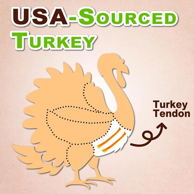 Afreschi Natural Turkey Tendon Rope (L) 3.53 oz, USA-Sourced Turkey Tendon, All Natural Human Grade Dog Chew, Hypoallergenic, Rawhide Alternative, Dog Treats for Large Breeds