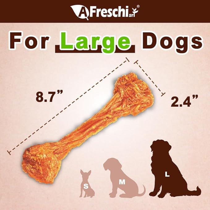 Afreschi Natural Turkey Tendon Bone (L) 10 Units/Box, Dog Treats for Signature Series, All Natural Human Grade Puppy Chew, USA-Sourced Turkey Tendon, Hypoallergenic, Rawhide Alternative