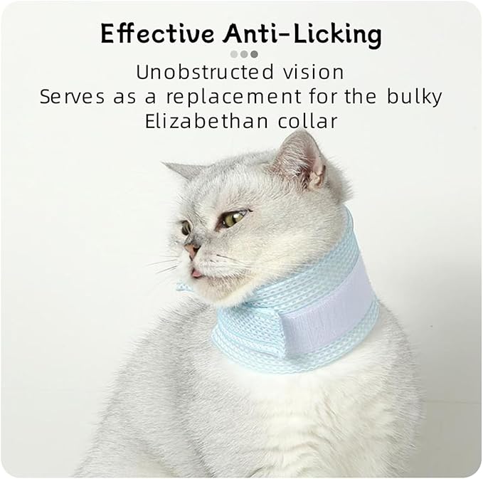 Cat Neck Brace Cover - Breathable & Adjustable Elizabethan Collar for Post-Surgery Recovery Anti-Scratch Anti-Lick Protection, Cervical Cone for Small Medium Large Dogs Puppies Kittens (X-Large,Blue)