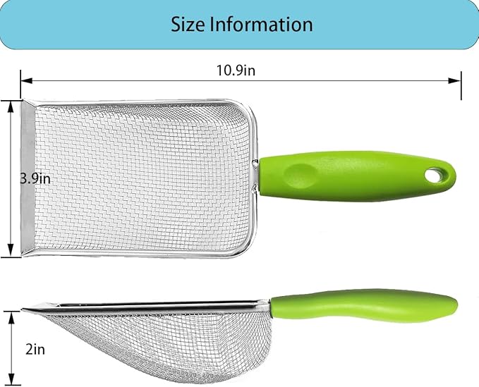 3PCS Stainless Steel Cat Litter Scoop,Litter Cleaner Corner Scoop Sand Sifter,Easy to Clean Cat Little Box, Sifting Litter Scoop Shovel for Reptile Terrarium Sand Waste