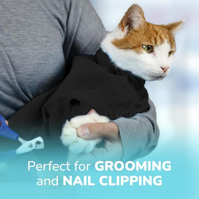 Cozy Comfort Carrier - Small Charcoal Grey Cat Carrier Bag, Soft Cat Carrier and Cat Wrap for Nail Clipping, Vet Visits, Medication Administration, Dental Care, and Traveling