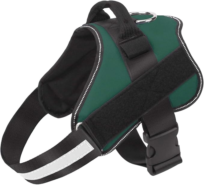 Bolux Dog Harness, No-Pull Reflective Dog Vest, Breathable Adjustable Pet Harness with Handle for Outdoor Walking - No More Pulling, Tugging or Choking (Dark Green, L)