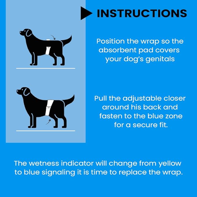 BV Dog Diapers Male X-Small (Waist 9-14 in) Super Absorbent - 50 Count Disposable - Doggie Diapers with Wetness Indicator - Adjustable Male Dog Wraps - Ideal for Incontinence/Training