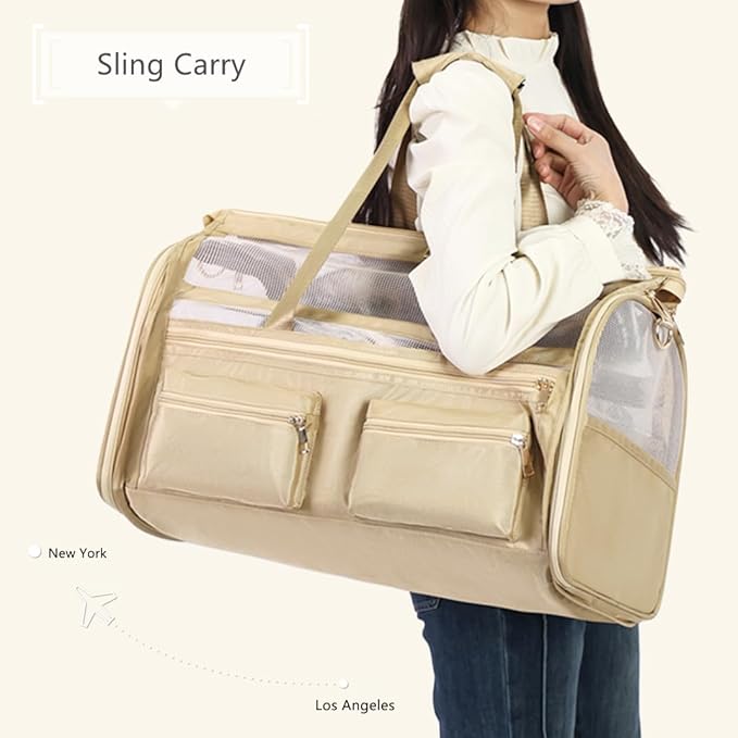 Cat Carrier Bag,Soft Sided Ventilated Pet Carrier for Small Dog Airline Approved Travel Puppy Carrier with Breathable Mesh, Foldable Portable for Outdoor Car