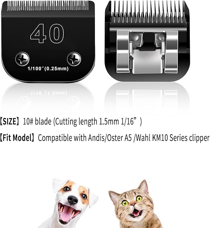 2PACK 40 Blades Dog Grooming Blades Compatible with Ainds/Oster A5/Wahl KM-10 Series Dog Clippers,Detachable Clipper Replacement Blade，Black