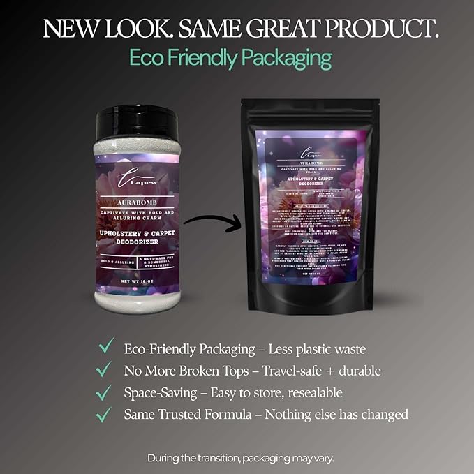 Aurabomb Carpet Freshener Powder 16 oz | Powerful Odor Eliminator for Home | Upholstery Deodorizer | Carpet Deodorizer | Pet Urine | Cat Litter Box