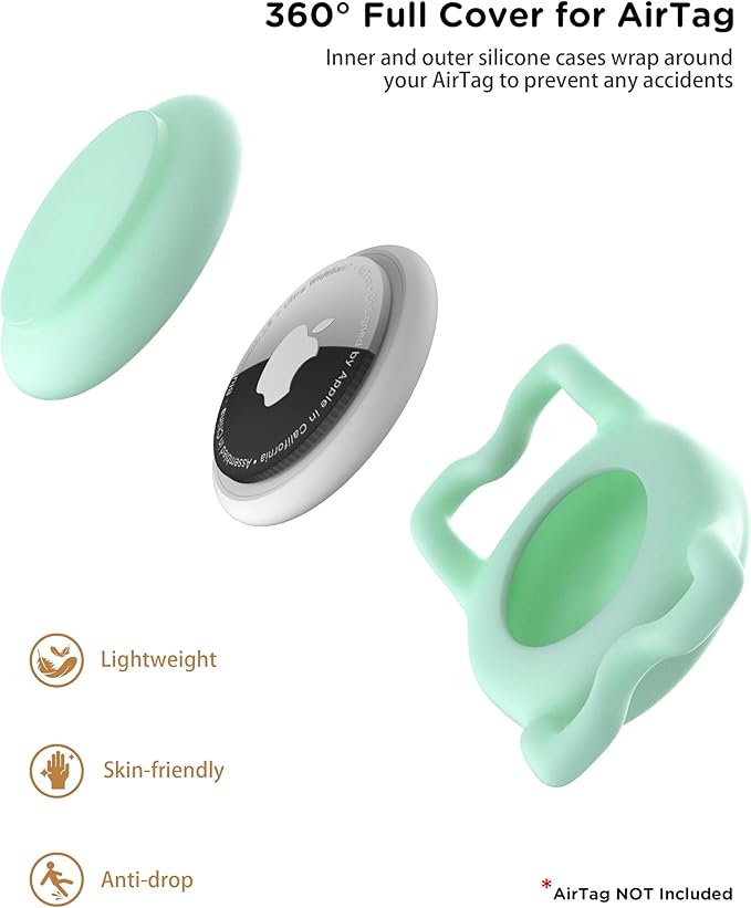 Dog Collar with Waterproof AirTag Holder & Anti-Lost QR Code, Cute Bling Warpping Adjustable Width for Small Medium Large Pet (Light Blue, L)