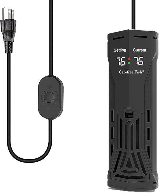 Carefree Fish 100/200/300/500/800W Paladin Aquarium Heater PTC Ceramics Heating Rod Digital LED Intelligent Leaving Water Automatically Stop Heating System for Freshwater and Saltwater No Cooking Fish