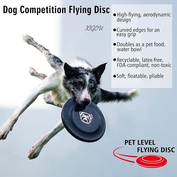 Dog Flying Disc, 3 Pcs Competition Dog Flyer Toy, Soft Indestructible Rubber Lightweight Flying Discs Toy for Dogs - Floats On Water, Gentle On Teeth and Gums