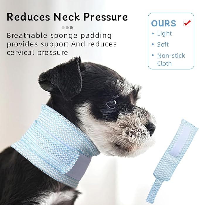 Cat Neck Brace Cover - Breathable & Adjustable Elizabethan Collar for Post-Surgery Recovery Anti-Scratch Anti-Lick Protection, Cervical Cone for Small Medium Large Dogs Puppies Kittens (Large,Blue)