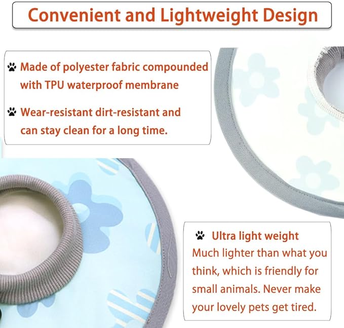 Cat Cone Collar 2pcs Adjustable Protective Collar for Pet Cat Recovery Collar Wound Healing (B-Blue Flower, M+L)