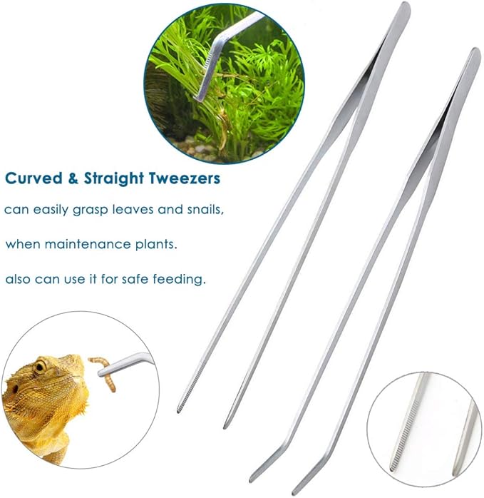 Capetsma Aquascape Tools, Long Stainless Steel Aquarium Plant Tools Aquarium Tweezers Scissors Spatula Tool Set Bonsai Kit Algae Scrapers Aquarium Cleaning Kit for Fish Tank Starter kit