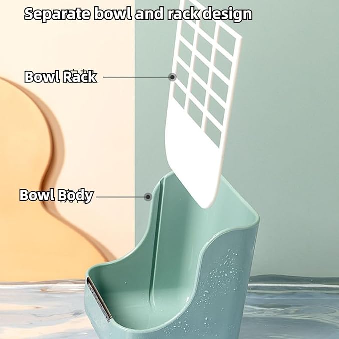 2 in 1 Food Hay Feeder for Guinea Pig, Rabbit Feeder, Indoor Hay Feeder for Guinea Pig, Rabbit, Chinchilla, Feed Bowls Use for Grass & Food (Blue)