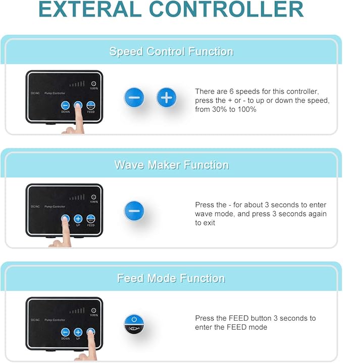 800GPH 30W16FT Aquarium 24V DC Water Pump with Controller, Submersible and Inline Return Pump for Fish Tank,Aquariums,Fountains,Sump,Hydroponic,Pond,Freshwater and Marine Water Use