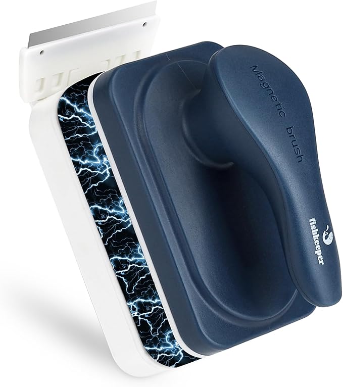 Aquarium Strong Magnetic Glass Cleaner Brush, Fish Tank Algae Magnet Cleaning Tool with 2 Detachable Scrapers, Mag Float Scrubber for 0.25-0.375Inch Glass and Acrylic Tanks