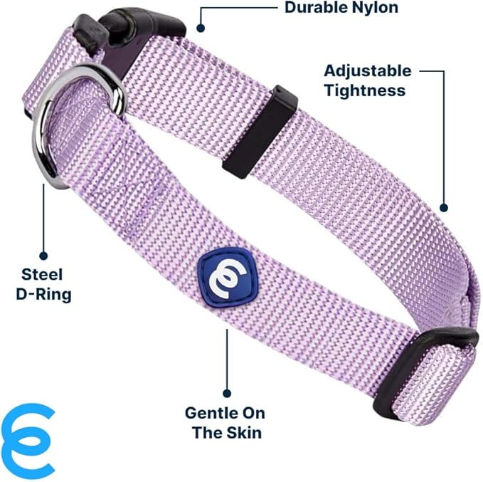Blueberry Pet Essentials Lavender Dog Collar for Large Dogs | Adjustable Classic Nylon Dog Collars | Comfortable Dog Collar | Stylish Dog Collar for Pet Lovers | 18-26'' Neck