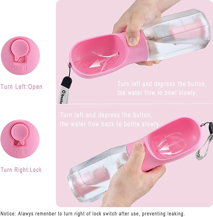 Dog Water Bottle with Food Container & Poop Bag Holder, Travel Water Bowl, Portable Pet Dispenser, Girl Dog Accessories Stuff Items Essentials Gift for Yorkie Chihuahua Walking Hiking