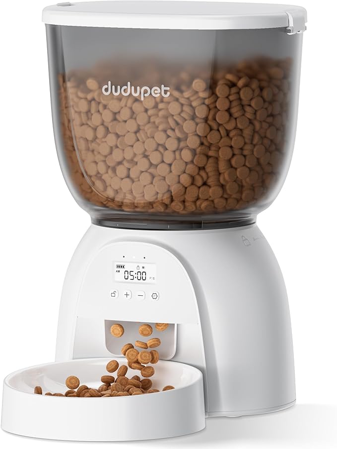 5L/21 Cup Automatic Cat Feeder, Timed Cat Dry Food Dispenser, Automatic Pet Feeders Dual Power Supply, 6 Meal Programmable 1-20 Portion Cats Feeder, Auto Dog Feeders,Pet Food Dispenser for Cats, Puppy