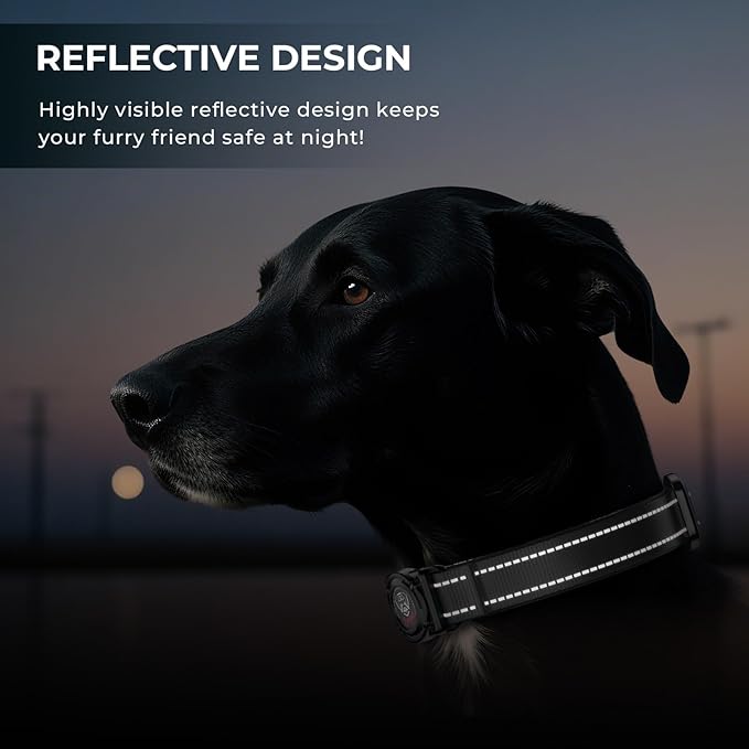 2025 Upgrade Airtag Dog Collar, Reflective Dog Collar with Airtag Holder, IP68 Waterproof| Metal Buckle| Ultra-Durable| Comfortable Padded, GPS Dog Collars for Medium Large Dogs (Black,L)