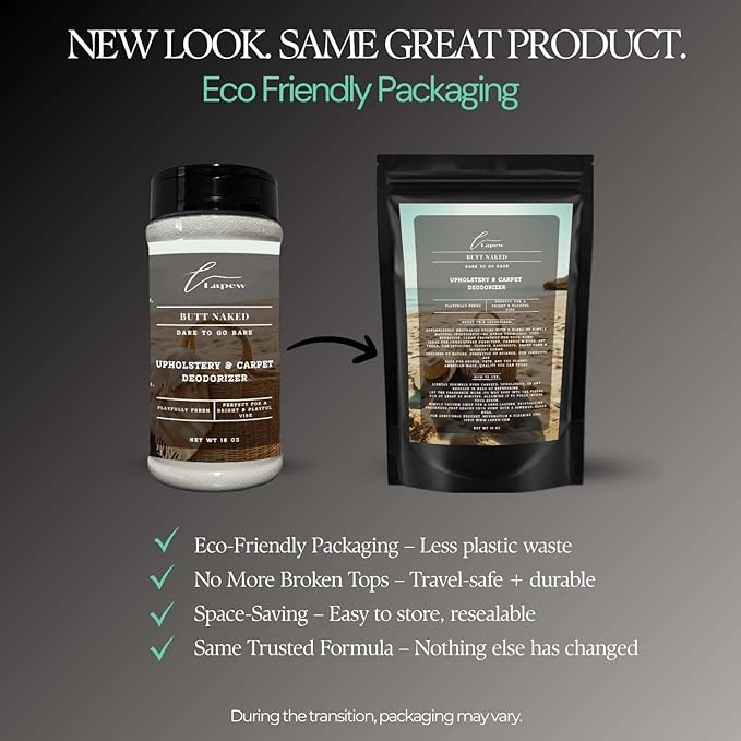 Butt Naked Carpet Freshener Powder: Powerful Odor Eliminator for Home, Upholstery Deodorizer, Carpet Deodorizer, Pet Urine, Cat Litter Box - Butt Naked Fragrance.