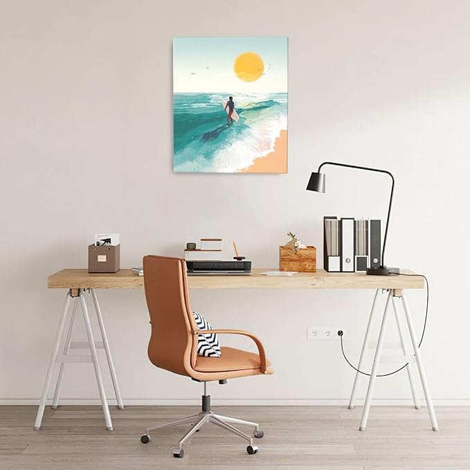 Beach Starfish Wall Decor Ocean Starfish Wall Art Sunset Scenery Coastal Theme Pictures Canvas Nature Seascape Painting Print Framed Artwork Decorations for Home Bathroom Living Room Bedroom Office 24"x20"